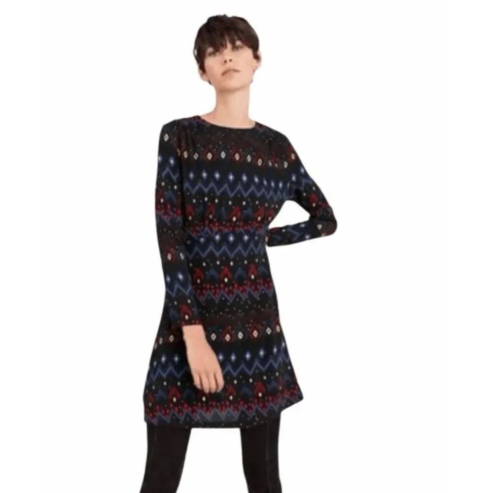 & other stories geometric long sleeve dress size 4